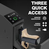 Biometric Slider Handgun Gun Safe with LCD Screen of Temp Humidity Time for Nightstand, Desk, Bed Side, Wall, Truck LANGGER V