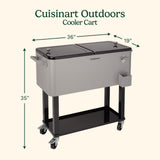Cuisinart 80 Qt Cooler Cart, Portable Outdoor Beverage Cooler with Storage Shelf, Bottle Opener and Cap Collector, Summer BBQs, Cookouts and Tailgates, 48 Hour Cold Drinks, Chill, Fresh Sodas and Beer Cuisinart