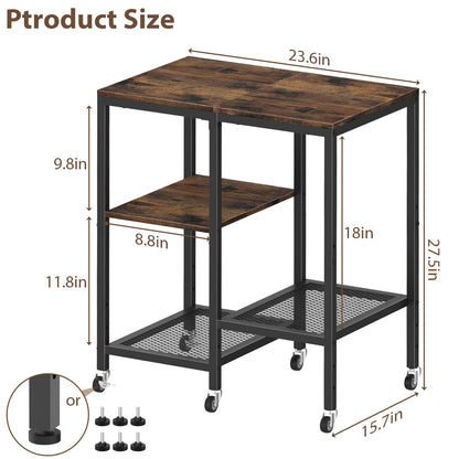 Kitchen Microwave Cart with Wheels,Coffee Bar Table Station,4-Tier Rolling Baker's Oven Rack,Small Appliance Storage Shelf,Utility Trolley Side Table for Kitchen,Office, Living Room (Rustic Brown)