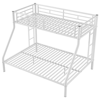 Twin XL Over Queen Bunk Beds with Ladder and Full Length Guardrail, Heavy Duty Bunk Beds/Twin XL Over Queen Bunk Bed for Kids, Twin XL Over Queen Bunk Bed White