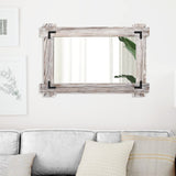 MeMoreCool Farmhouse Rustic Wood Framed Bathroom Mirror, Decorative Wall Mounted Rectangular Mirror for Bedroom, Living Room, or Bathroom, 24x36 Inch, White MeMoreCool
