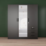 Better Home Products Violet Wardrobe Armoire Closet with Mirror, Three Drawers and 3 Doors. (Black) Better Home Products