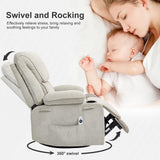 BRTHORY Rocker Recliner Chair with Massage and Heated, 360°Swivel Rocking Manual Recliner Chairs with Cup Holders Remote Control for Living Room (Gray Oatmeal) BRTHORY