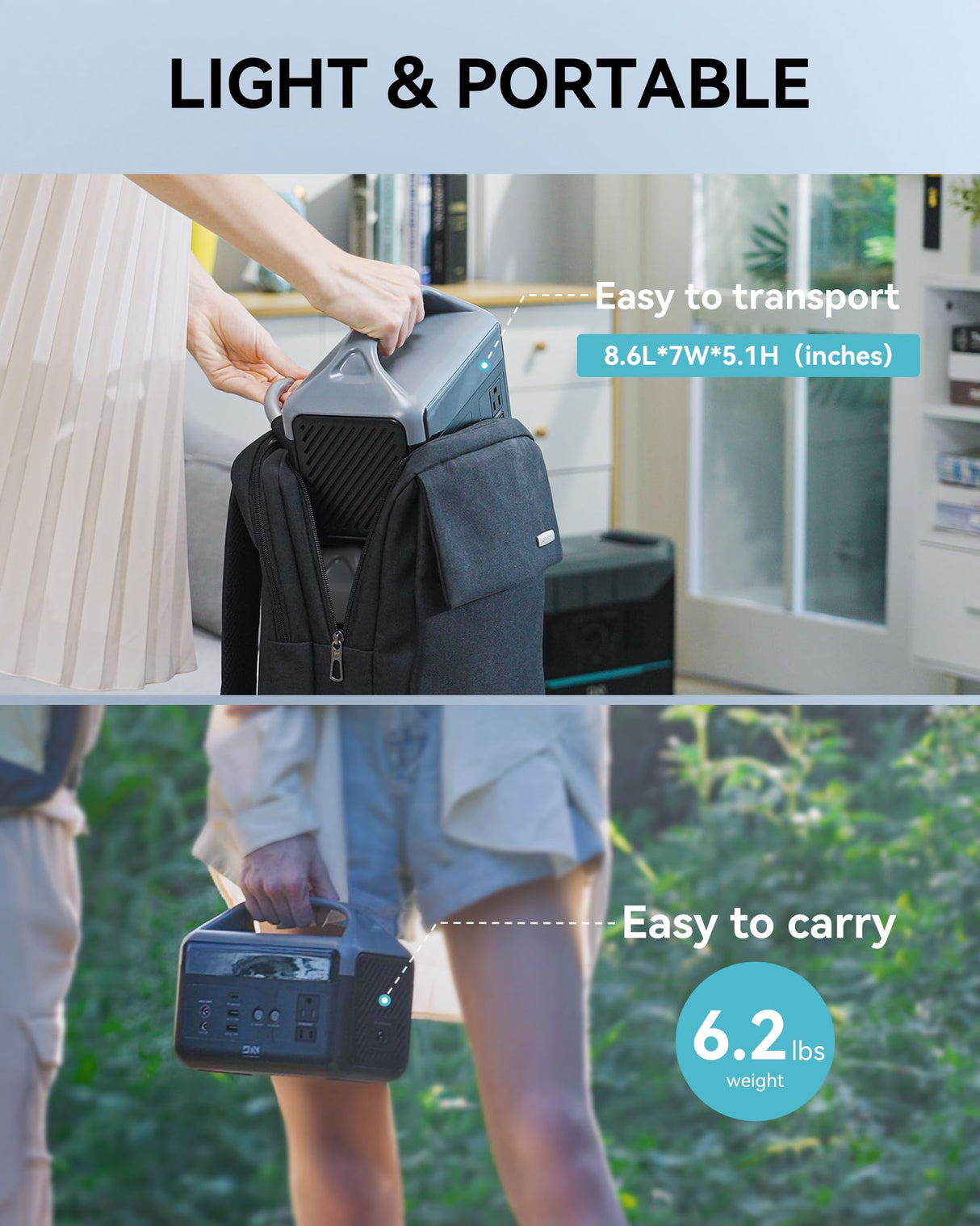 DaranEner Portable Power Station 56000mAh, 179.2Wh LiFePO4 Battery Backup w/ 2 300W (Peak 600W) AC Outlets, 1.5hrs Fast Charging, Power Bank for Hurricane Emergency/Outdoor Camping/RVs/Home Use DaranEner