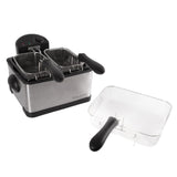 Deep Fryer - 4-Liter Electric Oil Fryer - 1 Large Basket and 2 Small for Dual Use - Stainless-Steel Cooker with Cool Touch Features by Classic Cuisine Classic Cuisine