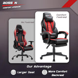 BOSSIN Gaming Chair with Footrest and Massage 400lb Weight Capacity, Big and Tall Gaming Chair for Adults, Ergonomic Heavy Duty Gaming Chair with Large Size Seat and High Back BOSSIN
