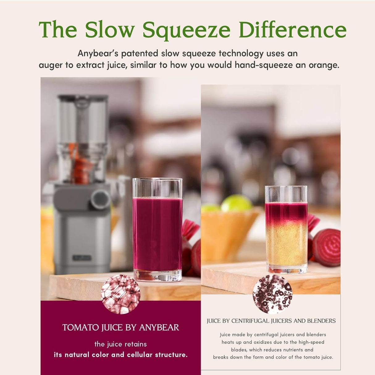 Anybear Cold Press Juicer, 200W Masticating Slow Juicer 4.3" Large Feed Chute Fit Whole Fruits Vegetables | Upgraded Auger | Tritan Material | BPA Free | Juice Recipes (Silver) anybear