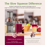 Anybear Cold Press Juicer, 200W Masticating Slow Juicer 4.3" Large Feed Chute Fit Whole Fruits Vegetables | Upgraded Auger | Tritan Material | BPA Free | Juice Recipes (Silver) anybear