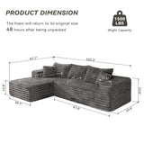 Grey Cloud Sectional Couch with L-Shape Chaise,Modern Modular Sofa with Deep Seat, Upholstered Couches with Left Facing Chaise for Living Room Bedroom, No Assembly Required, Plush Corduroy SIMTONAL