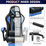 HOFFREE Gaming Chair Massage with Bluetooth Speakers Ergonomic Computer Gaming Chair with LED RGB Lights Footrest High Back Music Video Game Chair with Lumbar Support Blue and Black HOFFREE