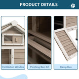 Ketive Chicken Coop Chicken House Outdoor with Removable Trays, Wooden Rabbit Hutch Poultry Cage with Nesting Box, Indoor Hen House Chicken Cage with Ramp for Garden Backyard (32"L x 23.6"W x 36.6"H) ketive