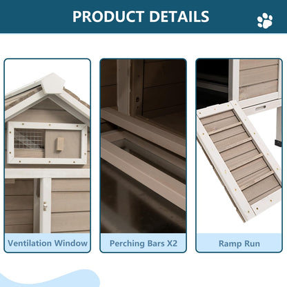 Ketive Chicken Coop Chicken House Outdoor with Removable Trays, Wooden Rabbit Hutch Poultry Cage with Nesting Box, Indoor Hen House Chicken Cage with Ramp for Garden Backyard (32"L x 23.6"W x - WoodArtSupply