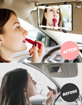 JOYTUTUS Car Sun Visor Vanity Mirror, Car Vanity Mirror With Lights, Makeup Mirror with 3 Light Modes & 60 LEDs, Rechargeable Car Mirror Dimmable Touch Control Travel Makeup Mirror for Car Truck SUV JOYTUTUS
