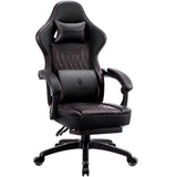 Dowinx Gaming Chair Breathable PU Leather Gamer Chair with Pocket Spring Cushion, Ergonomic Computer Chair with Massage Lumbar Support,Adjustable Swivel Task Chair with Footrest(Black) Dowinx