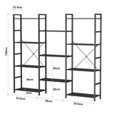 Panana Industrial 4-Tier Bookshelf with 11 Open Shelves and Metal Frame - Black Panana