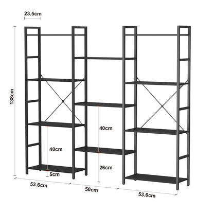 Panana Industrial 4-Tier Bookshelf with 11 Open Shelves and Metal Frame - Black - WoodArtSupply