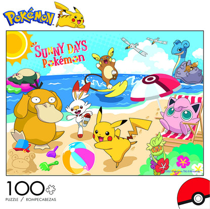 Buffalo Games - Pokemon- Pokemon Beach Day - 100 Piece Jigsaw Puzzle for Families -Challenging Puzzle Perfect for Game Nights - Finished Size is 15.00 x 11.00