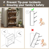 Maupvit 24" W Farmhouse Shoe Cabinet Storage for Entryway, Freestanding Organizer with 3 Flip Drawers, Narrow Shoe Rack Cabinet with Metal Corner Decoration, Rustic Brown Maupvit