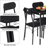 VECELO Dining Table Set for 4, 5 Piece Dinette with Chairs for Kitchen, Breakfast Nook and Small Space, Black VECELO