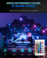 ZenSonic 12 Pack Self-adhesive Sound Proof Foam Panels for Walls 12" X 10" X 0.4" - Hexagon Acoustic Panels with Fiber Optic Starlight, Stylish Soundproof Wall Panels Absorb Noise and Wall Decor Black ZenSonic