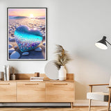 MBNTJHT Beach Love Diamond Art Kits for Adults Beginners,DIY Love Heart Stone Full Drill Diamond Painting Kits,Sea Stone Painting by Diamonds Art Crafts for Home Wall Decor Gifts 12X16 Inch MBNTJHT