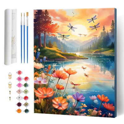 Hlison Paint by Numbers, Lake Landscape Acrylic Paint by Numbers Kit for Adults Beginner, DIY Watercolor Painting by Number Kit for Home Decor - 16"x20"