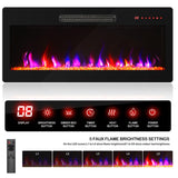 BELLEZE 68" Wood TV Stand with 36" Electric Fireplace, Entertainment Center with Storage Cabinet, Console Table for TVs up to 75 Inches, for Living Room, Bedroom - Harper (White Ebony) BELLEZE