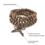 K&Q 9 Pcs Mens Womens Wood Necklace Chain Bracelets, Handmade Multilayer 8MM 108 Buddhist Prayer Strand Wood Beaded Bracelet Necklace Buddhist Beads Elastic K&Q