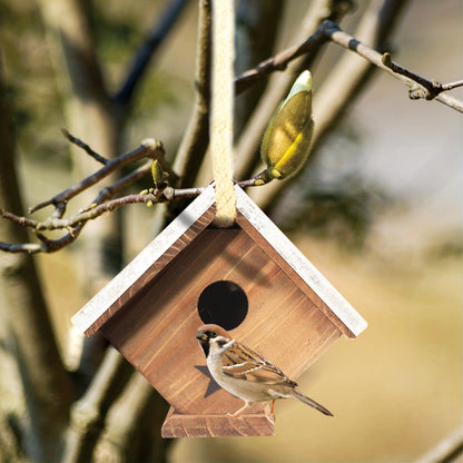 Cedar Wren House, Metal Roof Bird House for Wrens and Chickadees. Longime Lasting and Easy Cleaning; 5 Years Outdoor Performance, Weatherable. Wooden Birdhouse Bird House