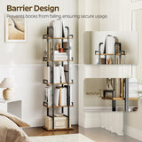 YATINEY Rotating Bookshelf, 5 Tier Spinning Bookcase Tower, 360 Display Narrow Bookshelf, Tall Industrial Corner Shelf Organizer, Storage Shelf Bookcase for Living Room, Rustic Brown and Black SJ02BR YATINEY