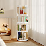 MAHANCRIS 4-Tier Rotating Bookshelf, 360° Spinning Bookshelf Tower, Floor Standing Round Revolving Bookcase, Display Rack for Books, CDs, for Living Room, Study, Bedroom, White BKWT6401 MAHANCRIS