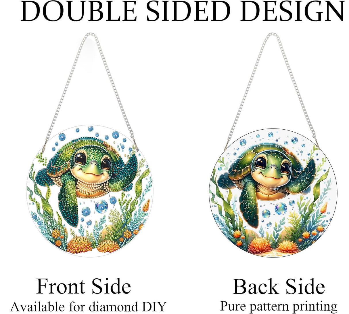 AIBOERL Diamond Art Hanging Kit for Adult,Special Shaped Rhinestone,DIY Acrylic 5D Diamond Art Painting Window Pendants Home Garden Wall Hanging Kits Hanging Ornament,Double Sided. (Turtles) AIBOERL
