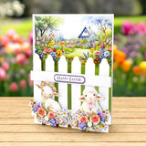 Katy Sue Spring Garden Picket Fence Card Making Kit. Contains 8 Shaped Cards, 3 Sheets of Die Cut Decoupage, Adhesive Foam Pads, Background Scenes, Instructions & 8 Envelopes for Card Making Supplies Katy Sue