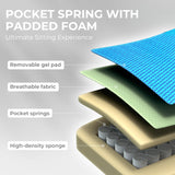 Dowinx Gaming Chair Breathable Fabric Computer Chair with Pocket Spring Cushion, Comfortable Office Chair with Gel Pad and Storage Bag,Massage Game Chair with Footrest,Green Dowinx