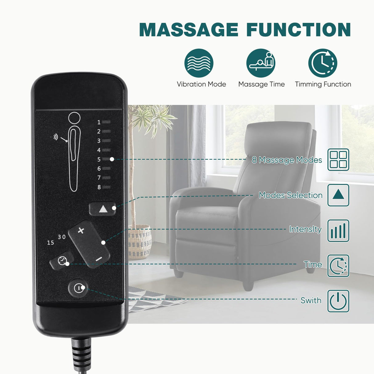 SMUG Power Recliner Chair, Massage Recliner Chair for Living Room, Recliners Home Theater Seating with Lumbar Support,Lazyboy Recliner Sofa Chair for Adults, Black SMUG