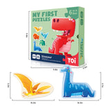 Toi 6 Packs Large Piece Toddler Jigsaw Puzzles for Kids Aged 2.5+, Animal Shaped Floor Puzzles for Beginner, Preschool Learning Game for Boys Girls, Dinosaur Toi