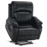 MCombo Small-Wide Power Lift Recliner Chair with Massage and Heat for Petite Elderly People, 3 Positions, 2 Side Pockets, USB Ports, Faux Leather R7410 (Black, Small-Wide) MCombo