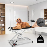 CIRONBOW 50'' Electric Dog Grooming Table, Adjustable X Lift Heavy Duty Dog Grooming Table for Large Dogs with Anti-Skid Tabletop & Grooming Scissors & Wireless Remote &Tool Organizer & Arms, White CIRONBOW