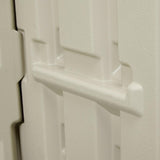 Rubbermaid Large Horizontal Resin Outdoor Storage Shed With Floor (5 x 4 Ft) Weather Resistant, Beige/Brown, Organization for Home/Backyard/Pool Chemicals/Toys/Garden Tools/Porch/Patio Cushions Rubbermaid