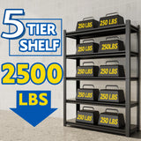 Qxdyt 72''H Garage Shelving Heavy Duty, 2500LBS Storage Shelves, 5-Tier Adjustable Metal Shelve Storage Shelf Rack, Industrial Shelving Unit for Garage, Warehouse, Basement (35" W x 15.7" D x 72" H) Qxdyt