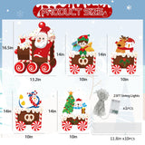 Christmas Train Decorations Yard Signs with LED Lights - Christmas Tree Santa Elf Snowman Train Set Lawn Signs with Stakes for Holiday Xmas Lawn Garden Yard Decorations Outdoor, 5 Pack OuMuaMua