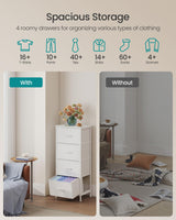 SONGMICS Dresser for Bedroom, Chest of Drawers, Steel, MDF, 4 Non-Woven Fabric Drawers, Storage Organizer Unit, Closet, Entryway, Cloud White and Snow White ULGS314W01S SONGMICS