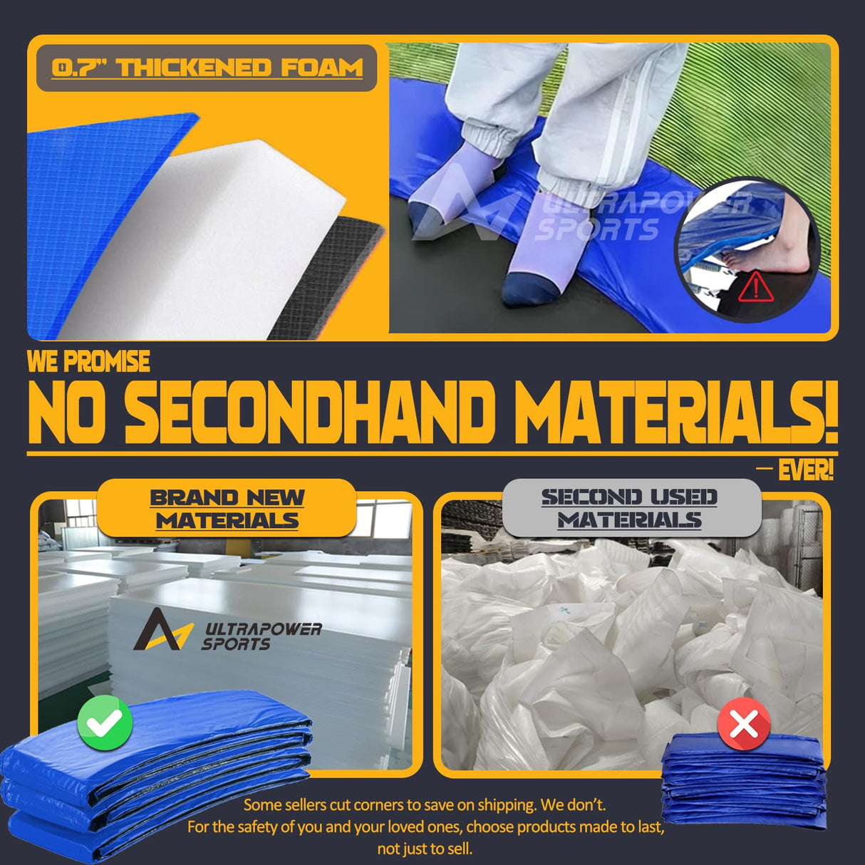 Trampoline Pad Replacement 14 FT Trampoline Replacement Safety Pad 14FT Trampoline Spring Cover Waterproof UV Resistant Tear Resistant Surround Spring Foam Cover Round Frame No Holes for Pole Rainbow ULTRAPOWER SPORTS