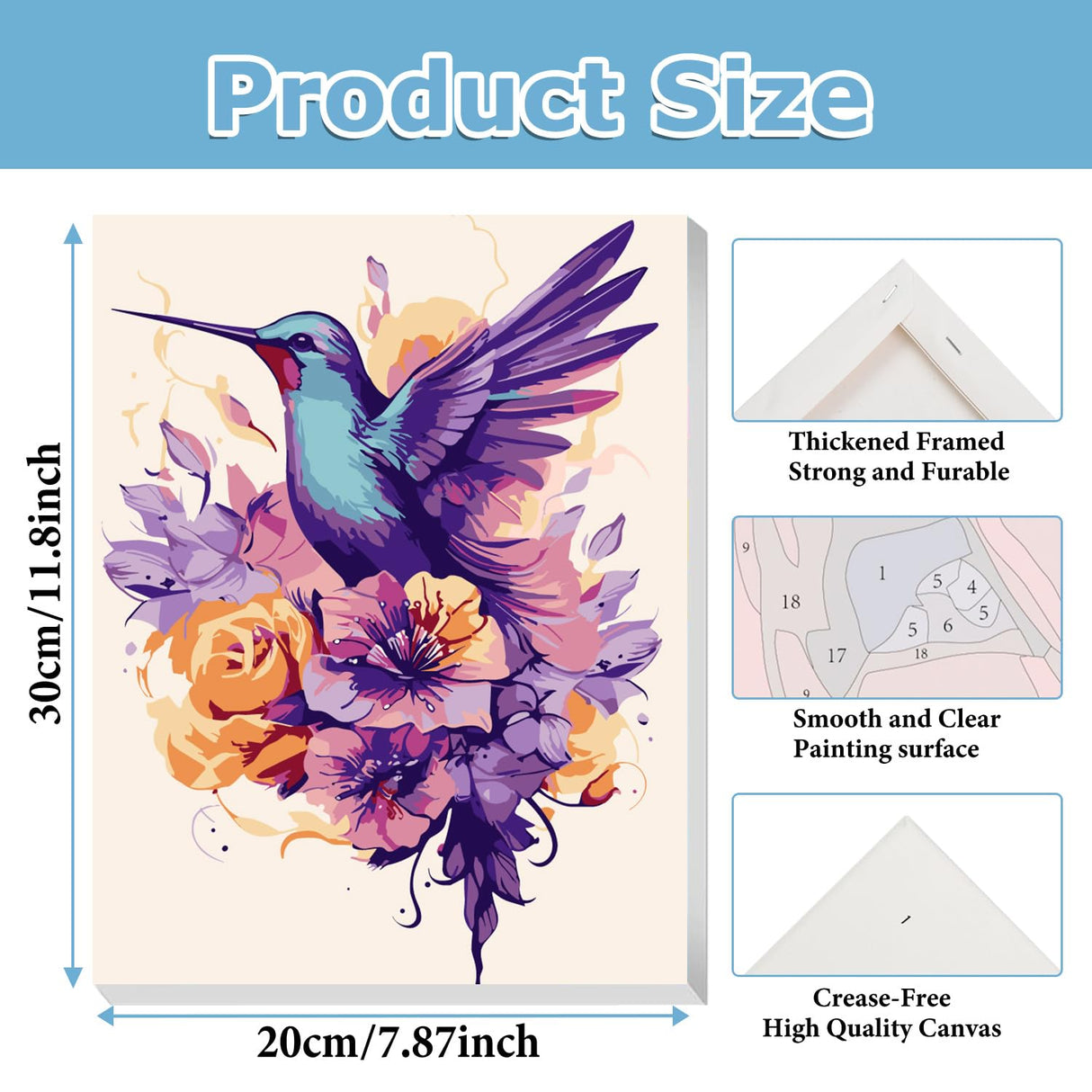 2 Pack Hummingbird Paint by Numbers with Frame, Hummingbird Paint by Numbers for Adults with Easel, DIY Crafts Painting by Number for Gift Home Wall Decor 8x12inch hkejoi