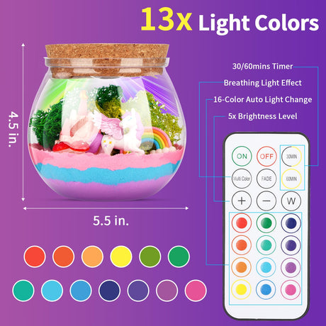 Envyvip Unicorn Gifts for Girls 4-12 Years Old, Unicorn Crafts Kit for Kids, Light Up Decoration with Remote Control - Arts and Crafts for Kids, Birthday Gifts Toys for Girls Age 4 5 6 7 8 9 10 11 12 Envyvip