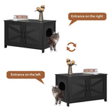 Homhedy Cat Litter Box Enclosure,Litter Box Furniture Hidden with Barn Door,Wooden Cat Washroom Furniture,Cat House,Fit Most of Litter Box, Black Homhedy