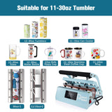 PlanetFlame Tumbler and Hat Heat Press Machine, 2-in-1 Combo Machine for Cup and Cap with Gloves and High Temp Heat Resistant Tape for 11oz-30oz Sublimation Tumbler and All Caps, Blue PlanetFlame