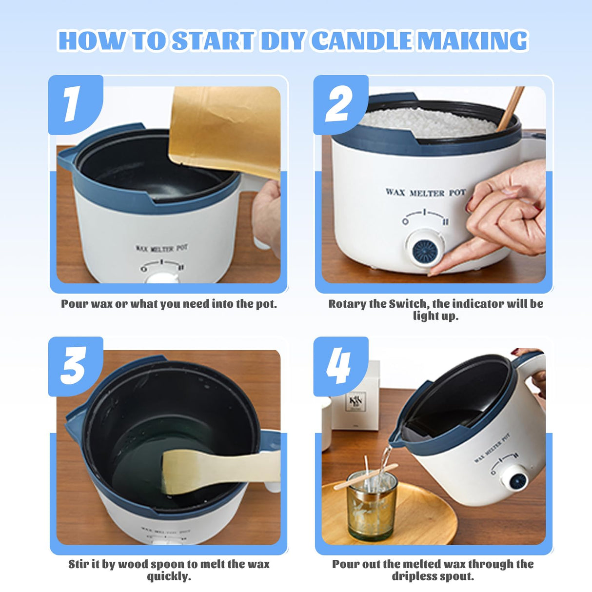 Soy Wax for Candle Making Kit - DIY Soy Candle Making Supplies with 3lbs Natural Soy Wax Flakes, Electric Wax Melter, Thermometer, Wicks, Perfect for Making Your Own Candles KQU