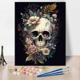 TUMOVO Paint by Numbers Skull with Flowers, Abstract Paint by Number for Adults, Adult Paint by Number Kits on Canvas Drawing Paintwork with Paintbrushes Art Crafts 16"x20"(Frameless) TUMOVO