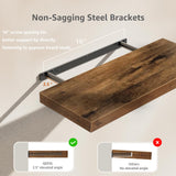QEEIG Floating Shelves Wall Shelf 24 inches Long Farmhouse Bathroom Decor Bedroom Kitchen Living Room Wall Mounted 24 x 9 inch Set of 2, Rustic Brown (008-60BN) QEEIG
